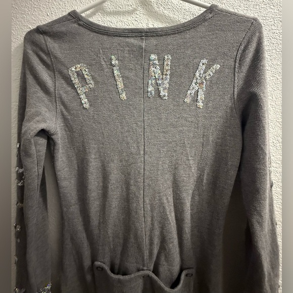 Victoria Secret Pink Sequin Thermal Long Romper One Piece Open Butt Pj’s Sz S - Picture 3 of 9